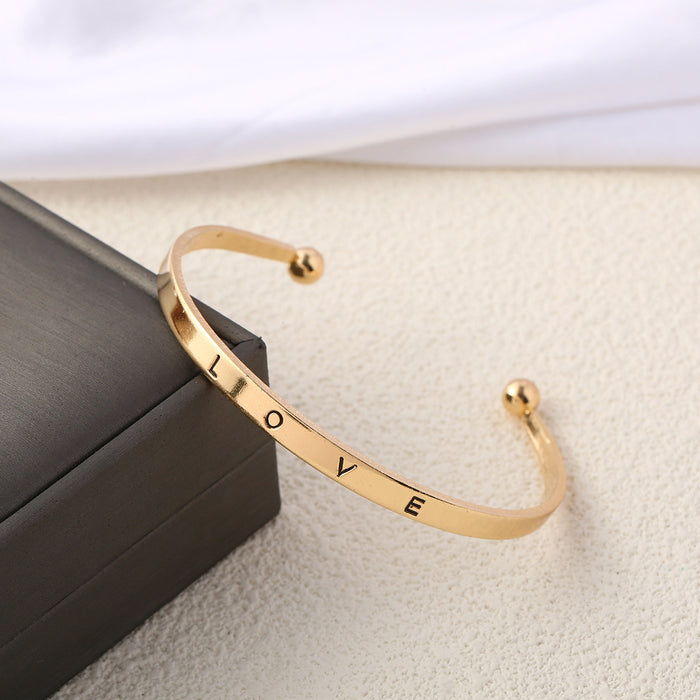 Wholesale C-shaped Minimalist Love Bracelet Women's Metal Versatile English Letter Personalized Bracelet Jewelry