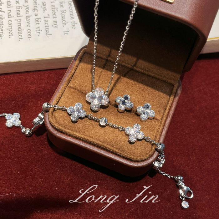 Wholesale Women's Four-Leaf Clover choker necklace Bracelet Earrings Set