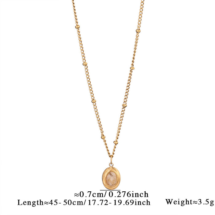 Wholesale Simple natural stone heart necklace versatile and high-end stainless steel necklace paired with blue pine tiger eye stone