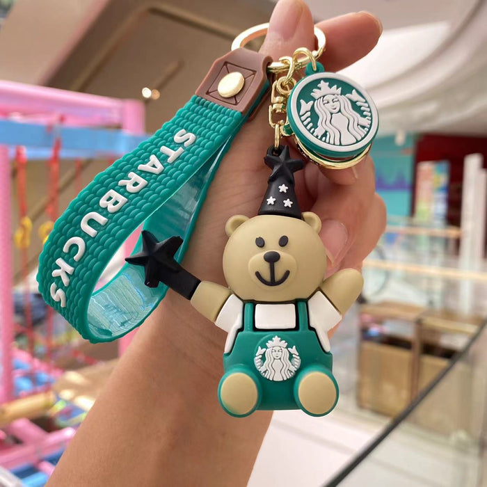 Wholesale Starbucks Milk Tea Cute Bears Silicone Keychains JDC-KC-PengYu006