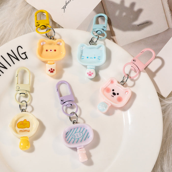 Wholesale Resin Cute Cartoon Blue Kitten Keychain Bag Charm Birthday Gift For Friend