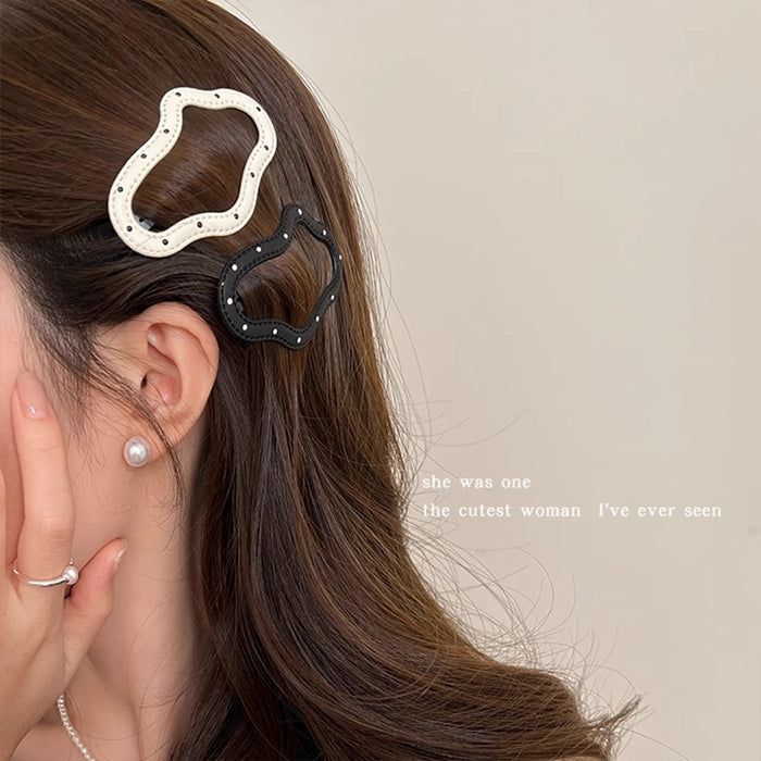 Wholesale Wave point leather hair clip with broken hair on the forehead, bangs clip, simple edge clip, hair clip headband