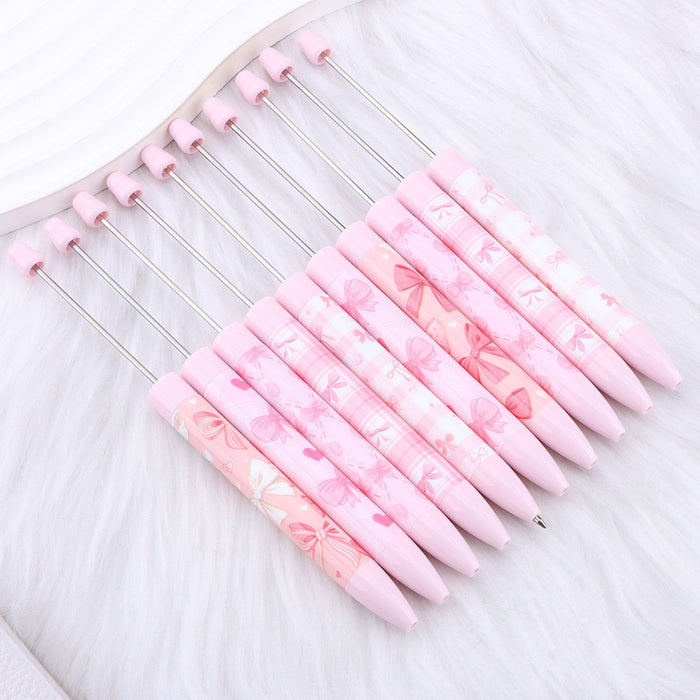 Wholesale DIY Butterfly Beaded Pen Cute Pink Ballpoint minimum quantity: 2