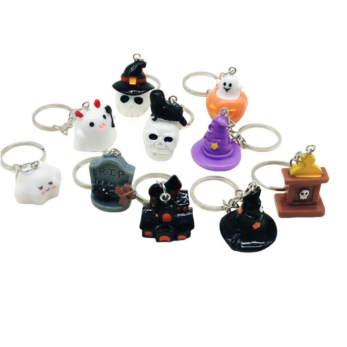 Wholesale 10PCS Halloween 3D Cartoon Resin Keychain JDC-KC-TYS017