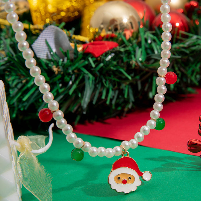 Wholesale Alloy Pearl Strand Snowman Pendant Necklace Christmas Jewelry Accessory for Women MOQ≥2