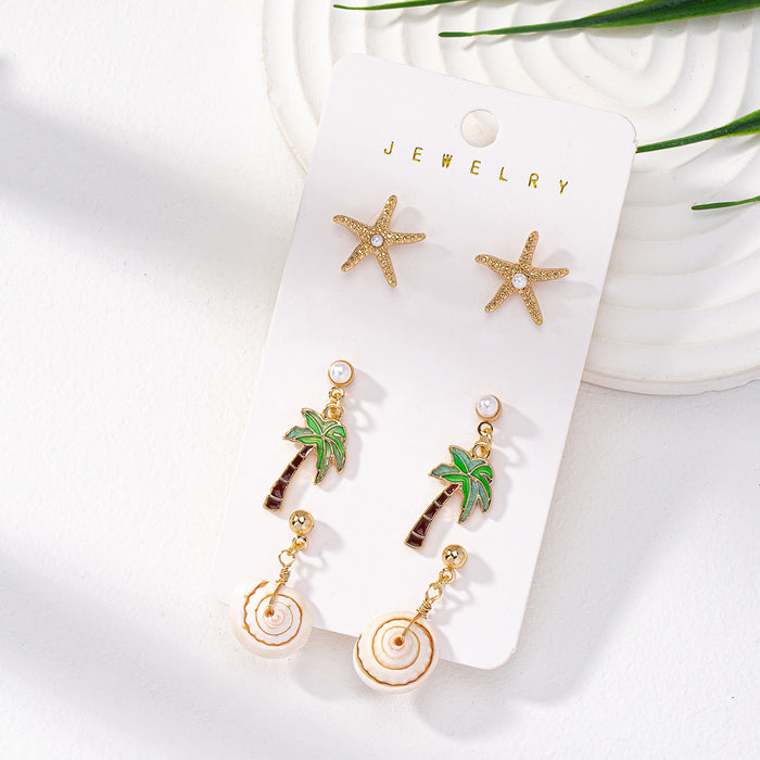 Wholesale Starfish,  Palm Tree,  Conch Earring Set