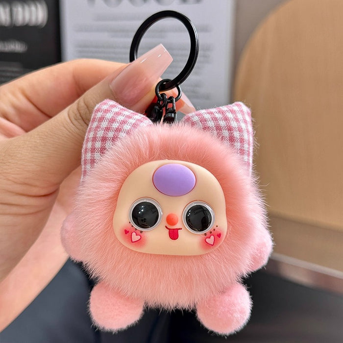 Wholesale Bowknot Small Coal Ball Fuzzy Keychain