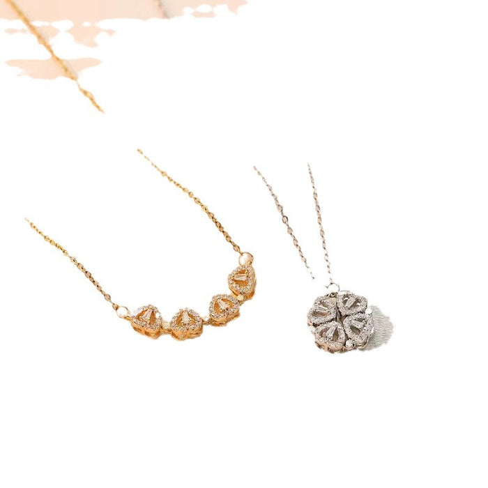 Wholesale Titanium steel necklace four-leaf clover gram open micro-inlaid necklace