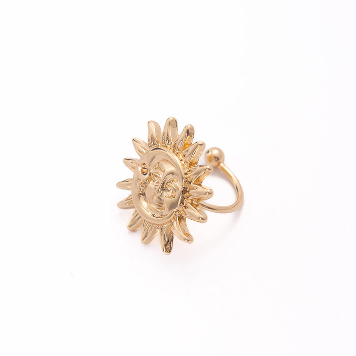 Wholesale Fashionable alloy earrings with light luxury and high-end feel, flower moon sun ear clip, ear bone clip