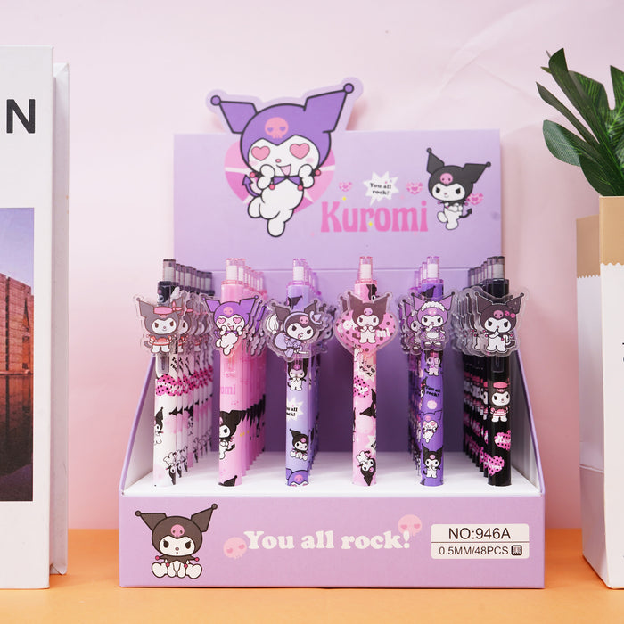 Wholesale 48 pcs Black core 0. 5mm cute cartoon sticker push-button pen