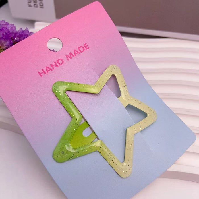 Wholesale Large gradient fine sparkling pentagram side, forehead with broken hair, cute star hairpin hair accessory