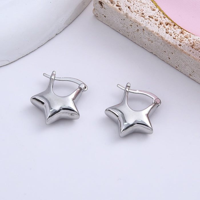 Wholesale Personalized temperament new earring three-dimensional five pointed star ear buckle