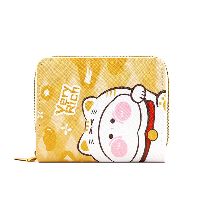 Wholesale cute fresh sweet women's wallet cartoon PU leather embossed wallet coin purse short pull wallet