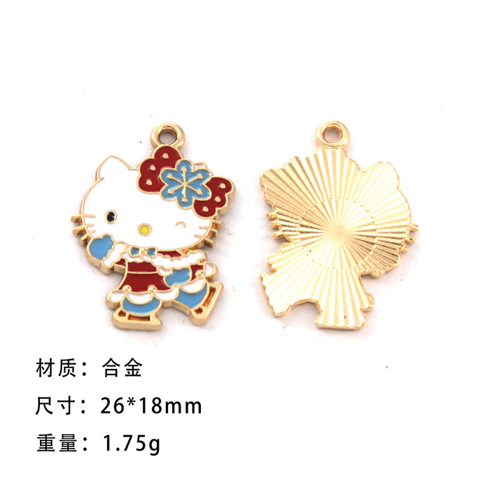 Wholesale 10pcs Cute Christmas Cat Cartoon Collection Alloy Dripping Oil  Earrings Pendant Keychain Pendant Jewelry Accessories