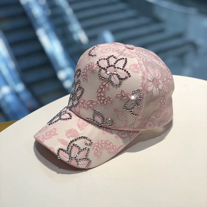 Wholesale Butterfly Duckbill Sun Hat for Women  Breathable Sun Protection Floral Baseball Cap