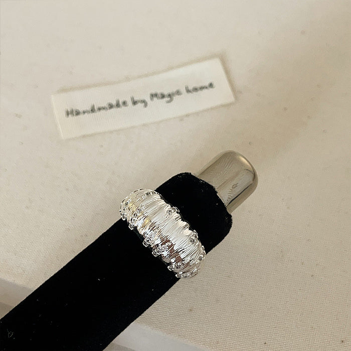 Wholesale Matte Metal and Zircon Ring