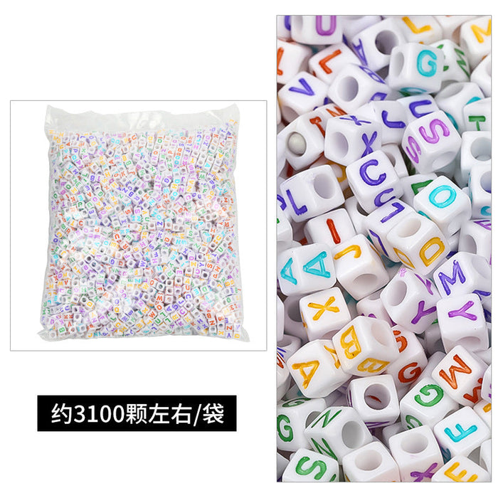 Wholesale 6mm 3100PCS/PACK Acrylic Letter Colored Square Loose Beads JDC-BDS-BoLinge009