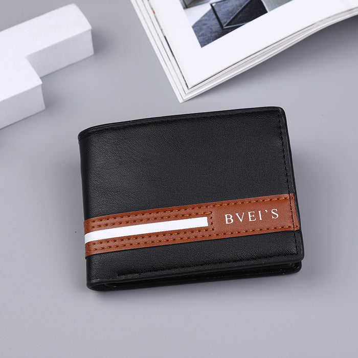 Wholesale PU Leather Men' s Bifold Wallet with Letter Design and Multiple Card Slots Stylish Everyday Accessory