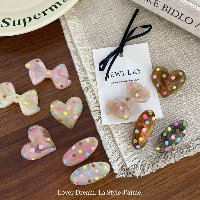 Wholesale Colorful polka dot love bow hair clip, cute bangs clip hair accessory