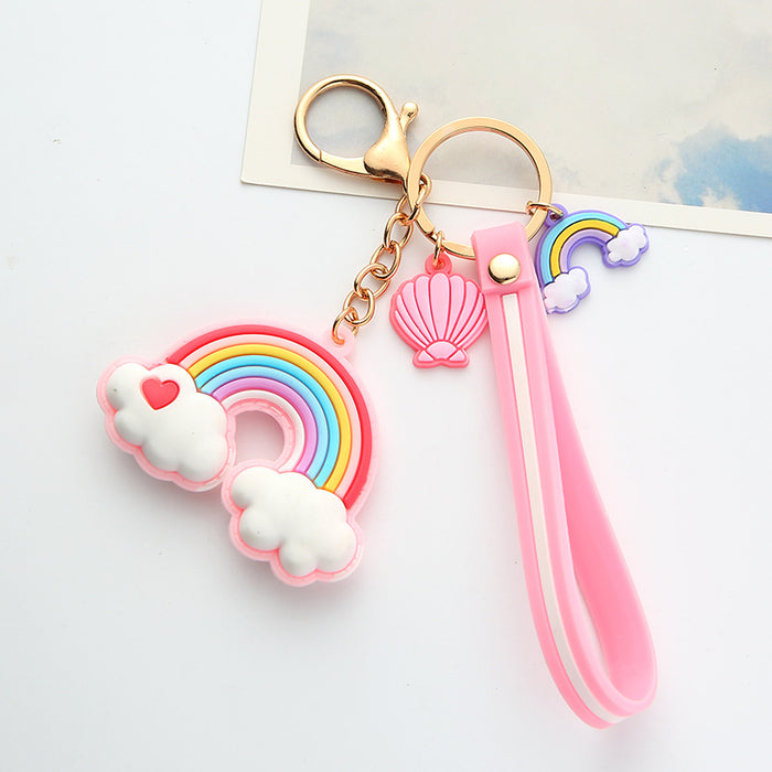 Wholesale  Keychain Cute Bell Rainbow Cloud Pendant Couple Bag Hanging Jewelry