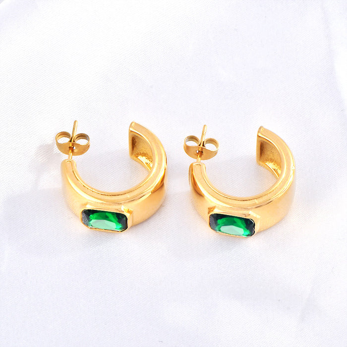 Wholesale Titanium Steel C-Shaped Earrings: Edgy and Geometric Ear Jewelry in Euro-American Style
