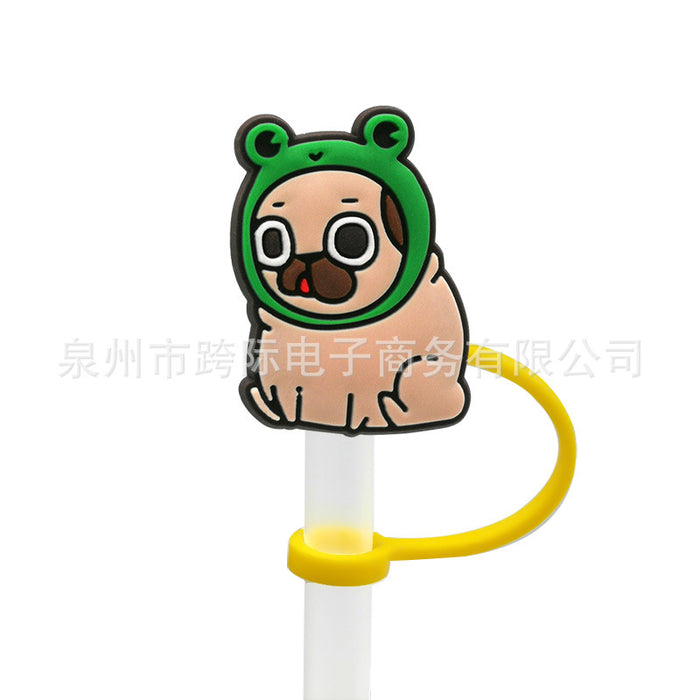 Wholesale 10pcs Silicone Cartoon Puppy Straw Cover JDC-SCR-KuaJ007