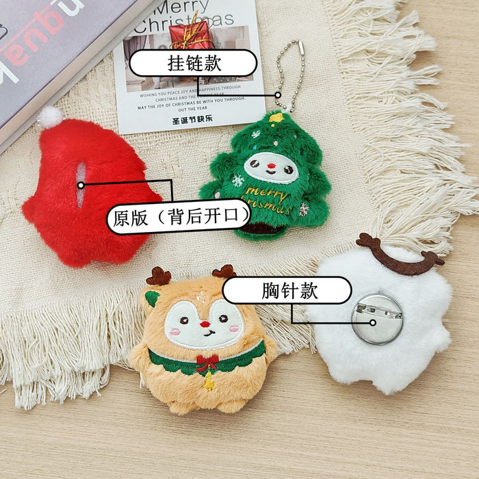Wholesale Christmas Plush Brooch Cute Bag Charm Keychain Pendant for Party Gift Boutique MOQ≥3