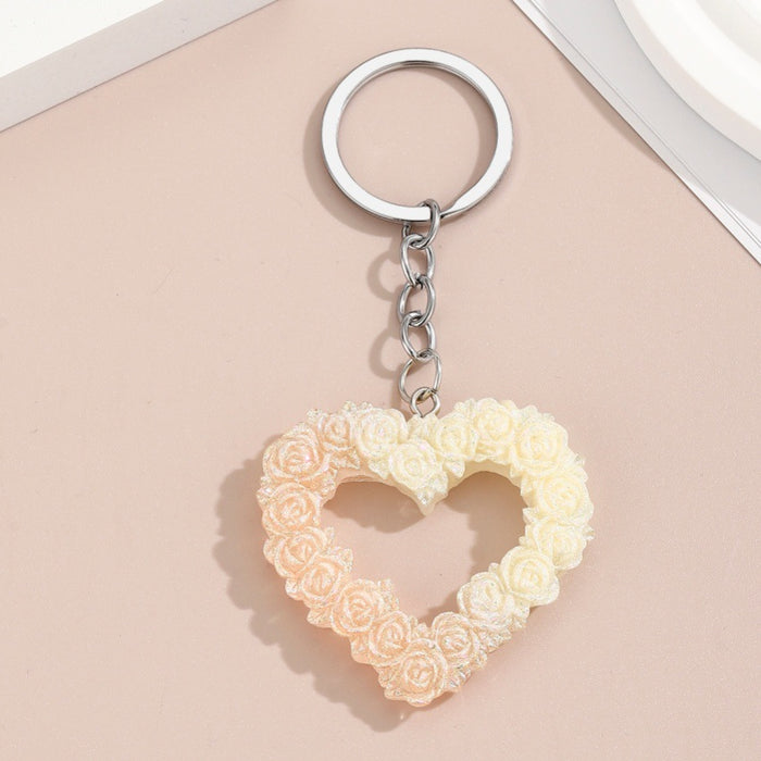 Wholesale Resin glitter rose heart keychain
