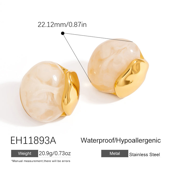 Wholesale Stainless Steel Earrings European and American Hot-Selling U-Shaped Water Drop Retro Earrings Fashionable Small C-Shaped Contrasting Color Ball Earrings