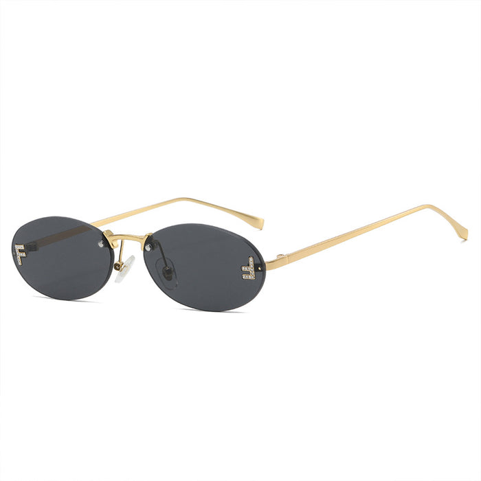 Wholesale Rimless Diamond Oval PC Sunglasses JDC-SG-JieT032