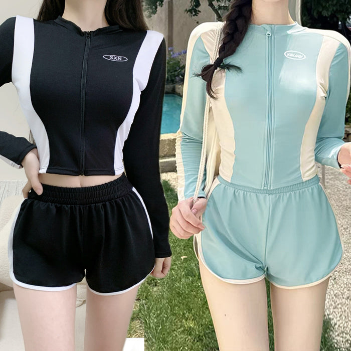 Wholesale Swimsuit Women's Split Long-sleeved Sports Three-piece Suit Korean-style