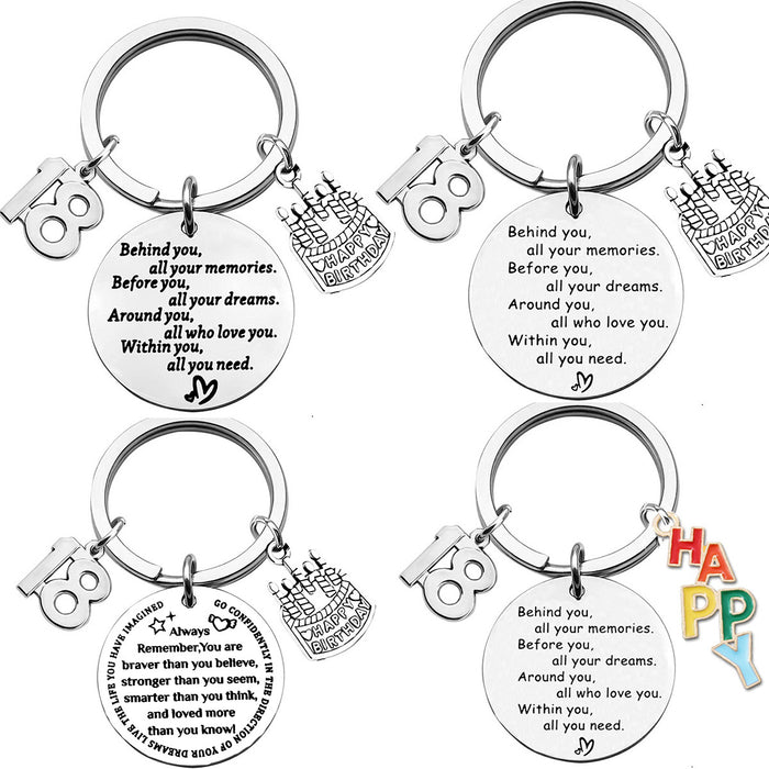 Wholesale Digital Birthday Souvenir Stainless Steel Keychain JDC-KC-SiYi004