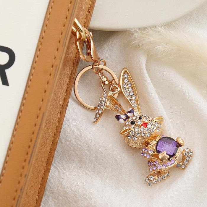 Wholesale Colorful diamond-encrusted alloy keychain