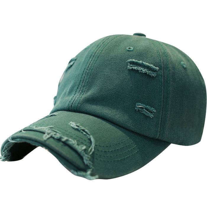Wholesale Retro style, personalized, vintage, perforated baseball cap, versatile, soft top, curved brim, sun shading duckbill cap for women