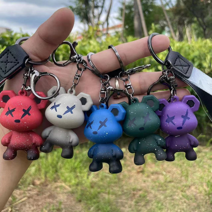 Wholesale  Cute Cartoon Silicone Bear Keychain Couple Doll Small Pendant Car Key Chain