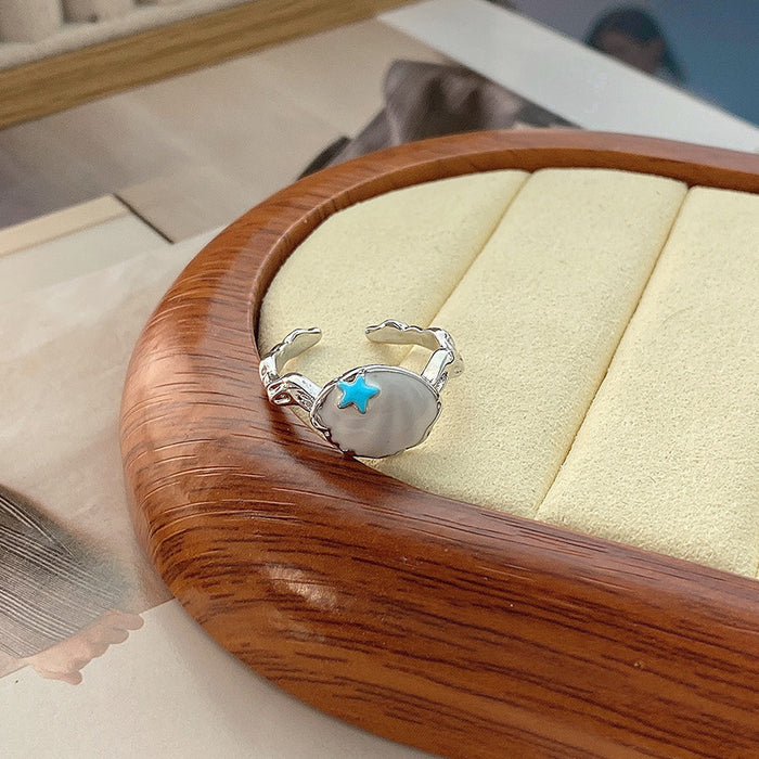 Wholesale Drip glazed star ring, niche design, index finger ring, fashionable and personalized ring