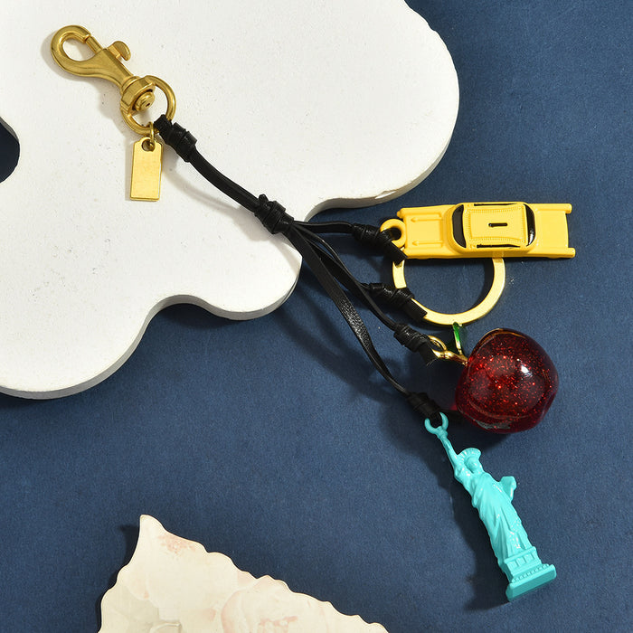 Wholesale Electroplated Metal New York Statue Of Liberty Bag Charm Keychain Chic Black Rope Pendant Everyday Gift