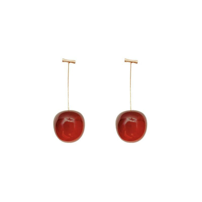 Wholesale Plastic Resin Cherry Drop Earrings Sweet Style Fashion Earrings