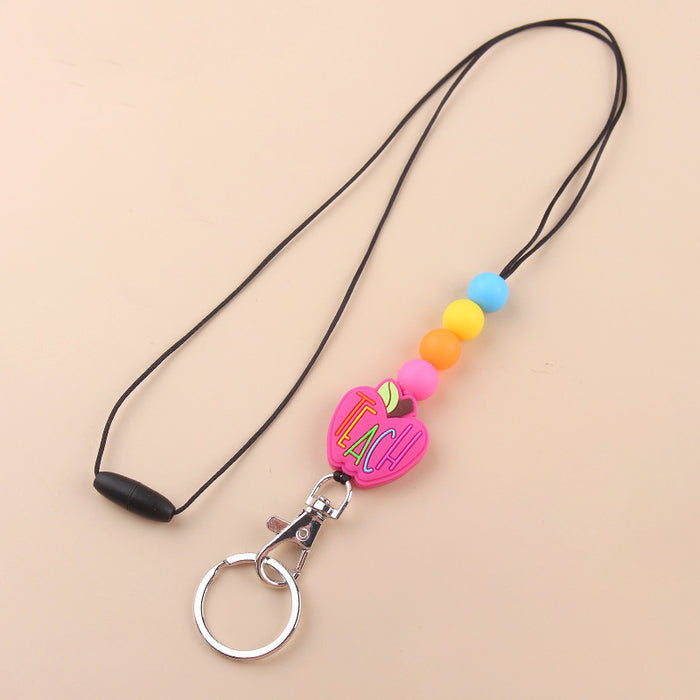 Wholesale Silicone Teacher's Day Lanyard Keychain JDC-KC-GuangTian023