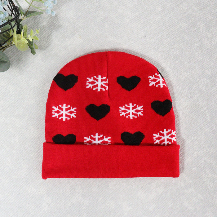 Wholesale Autumn and Winter Jacquard Hat Snowflake Heart Christmas Beanie JDC-FH-JunL005