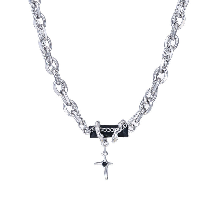 Wholesale Niche winding titanium steel necklace, personalized collarbone chain, sweater chain
