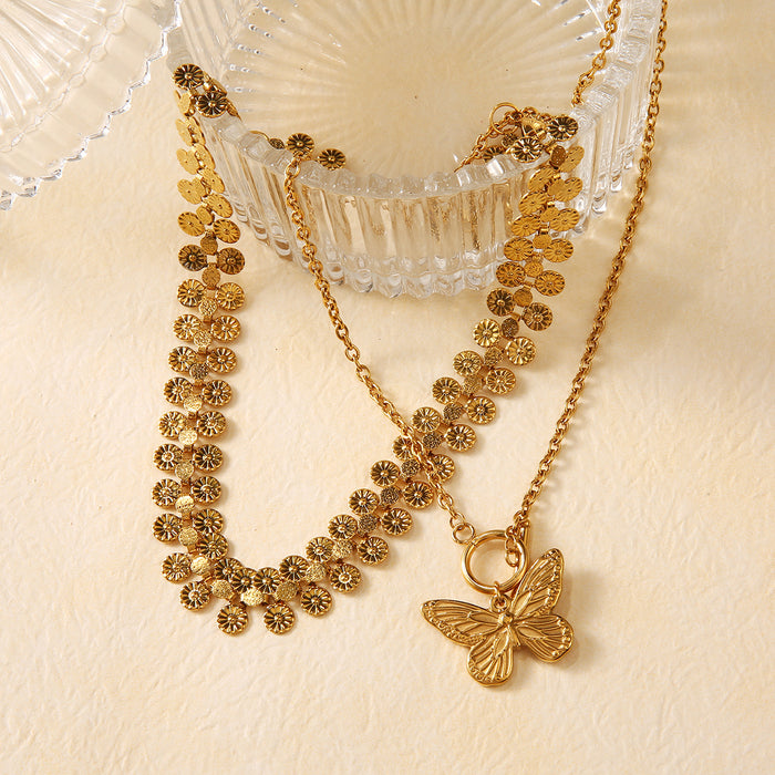 Wholesale Personalized fashion color preservation stainless steel temperament collarbone chain butterfly necklace wholesale