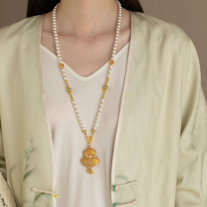 Wholesale Pink Gourd beaded Necklace long necklace Accessory for Women