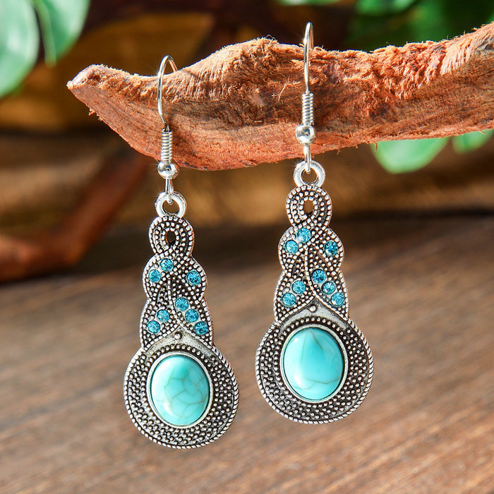 Wholesale 2pcs Bohemian Turquoise Retro Distinctive Earrings