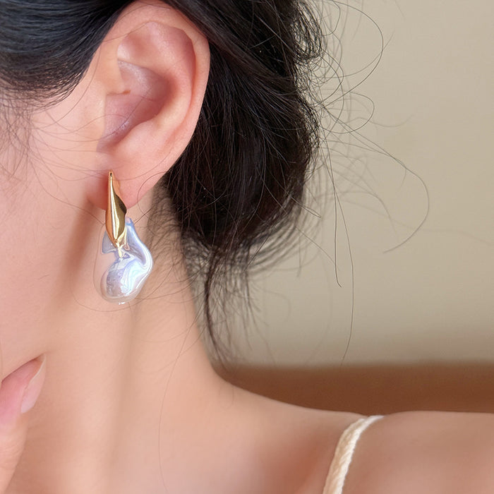 Wholesale Irregular pearl ear needle fold geometric ear clip painless