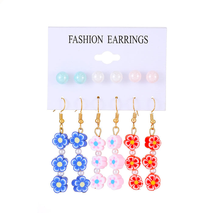 Wholesale Earrings Color Butterfly Love Pearl Flower Mushroom Earrings Six Piece Set JDC-ES-D660