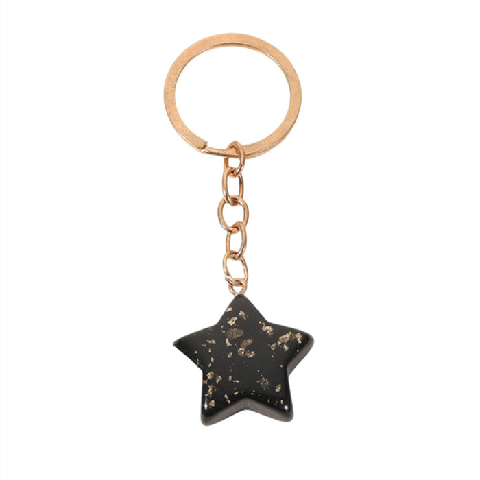 Wholesale Star Moon Gold Powder Black Acrylic Keychain JDC-KC-RongR003