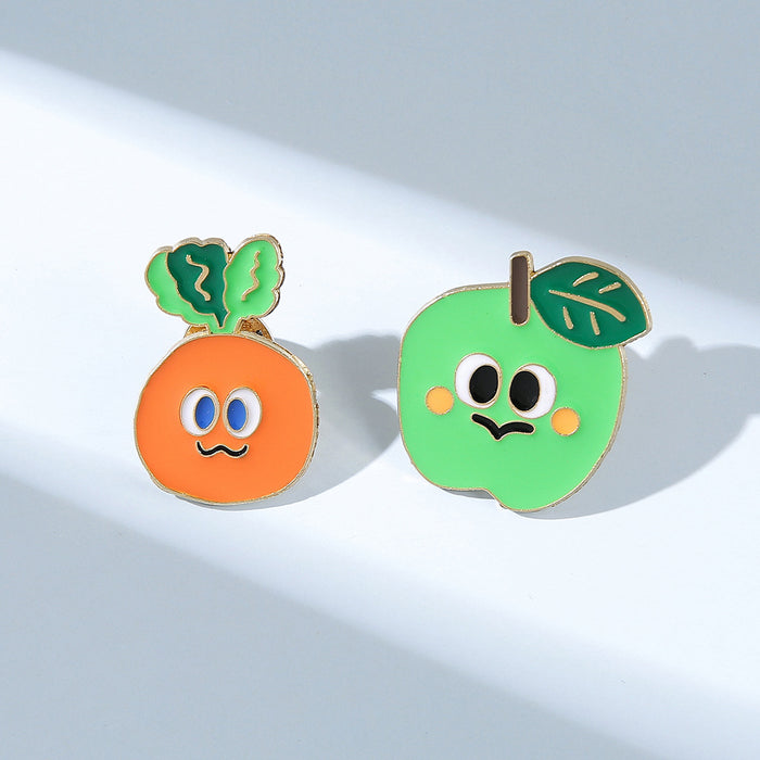 Wholesale Cute Q Version Fruit Enamel Pins Brooches Set Cartoon Radish And Badge For Clothing Decor Bag Charm Gift