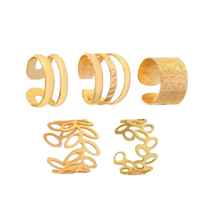 Wholesale Retro C-shaped earring 5-piece set without ear holes, ear bone clip, personalized ear clip, temperament earring accessory