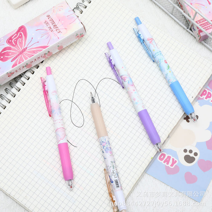Wholesale Pink Wing Butterfly Brush Pen Quick-Drying Press Gel Pen Cute Pink Heart Butterfly Pen